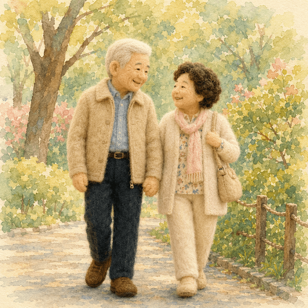 수채화 속 펠트 인형