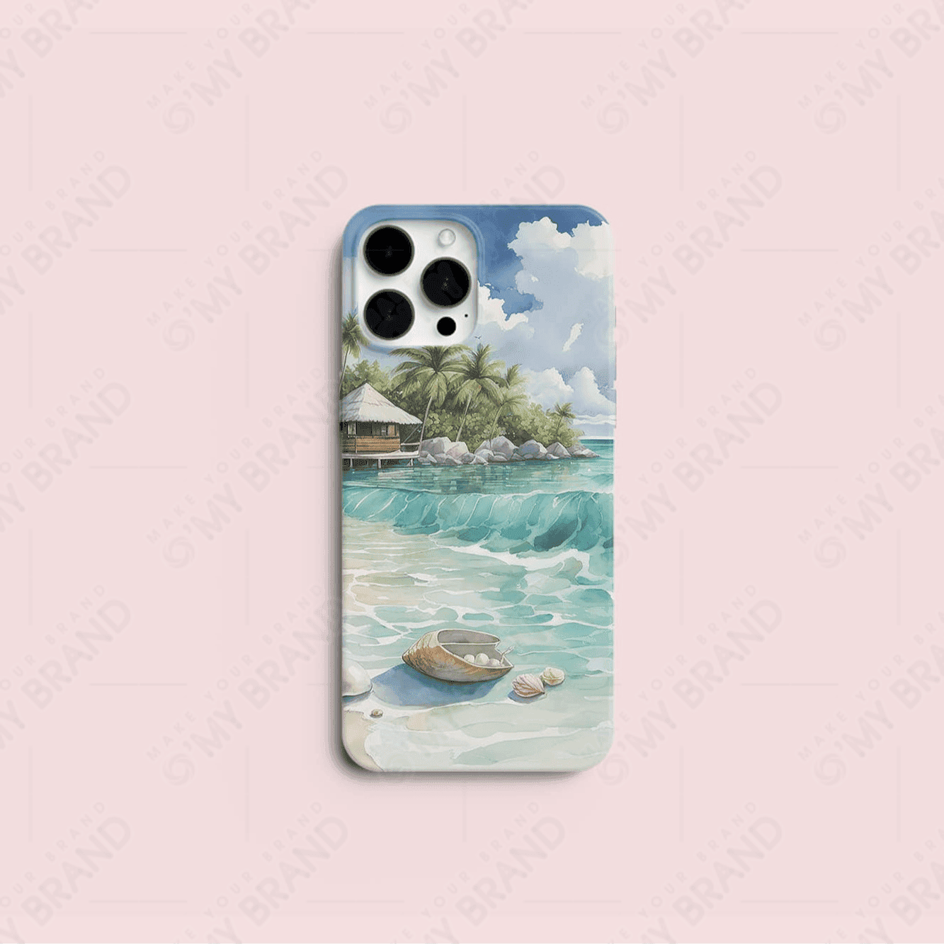 [예쁨주의] 감성 하와이 해변 물결 생일선물추천 수채화 비치 폰케이스 (아이폰/갤럭시 전 기종 가능)