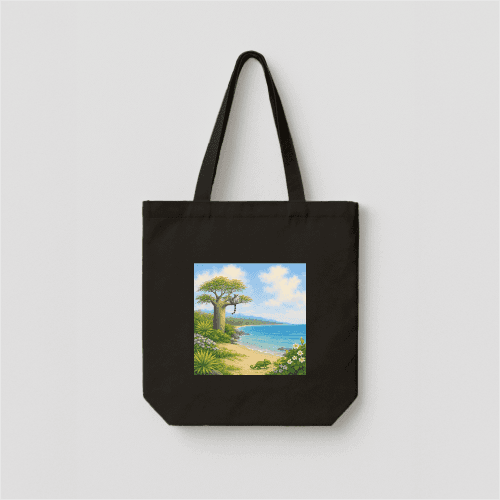 마다가스카르의 휴식 블랙 에코백 36x36cm 세로형